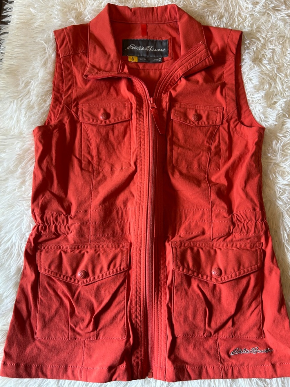 Eddie Bauer Coral-Red Sleeveless Utility Vest